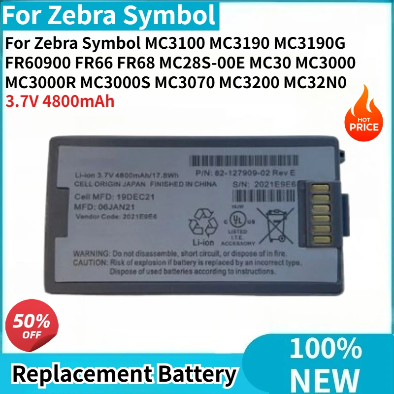 High Quality Battery 3.7V 4800mAh for Zebra Symbol MC30 MC3000 MC3000R MC3000S MC3100 MC3190 MC3190G FR60900 FR66 FR68 MC3070
High Quality Battery 3.7V 4800mAh for Zebra Symbol MC30 MC3000 MC3000R MC3000S MC3100 MC3190 MC3190G FR60900 FR66 FR68 MC3070