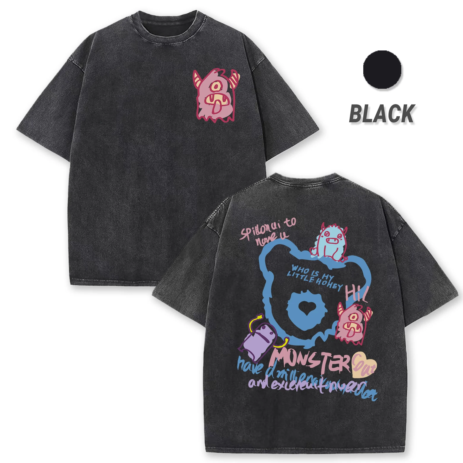 Cute Silly Monster Graffiti Prints Men'S Washed T Shirts O-Neck Casual Short Sleeve Loose Cotton Top Hip Hop Soft T-Shirt
Cute Silly Monster Graffiti Prints Men'S Washed T Shirts O-Neck Casual Short Sleeve Loose Cotton Top Hip Hop Soft T-Shirt