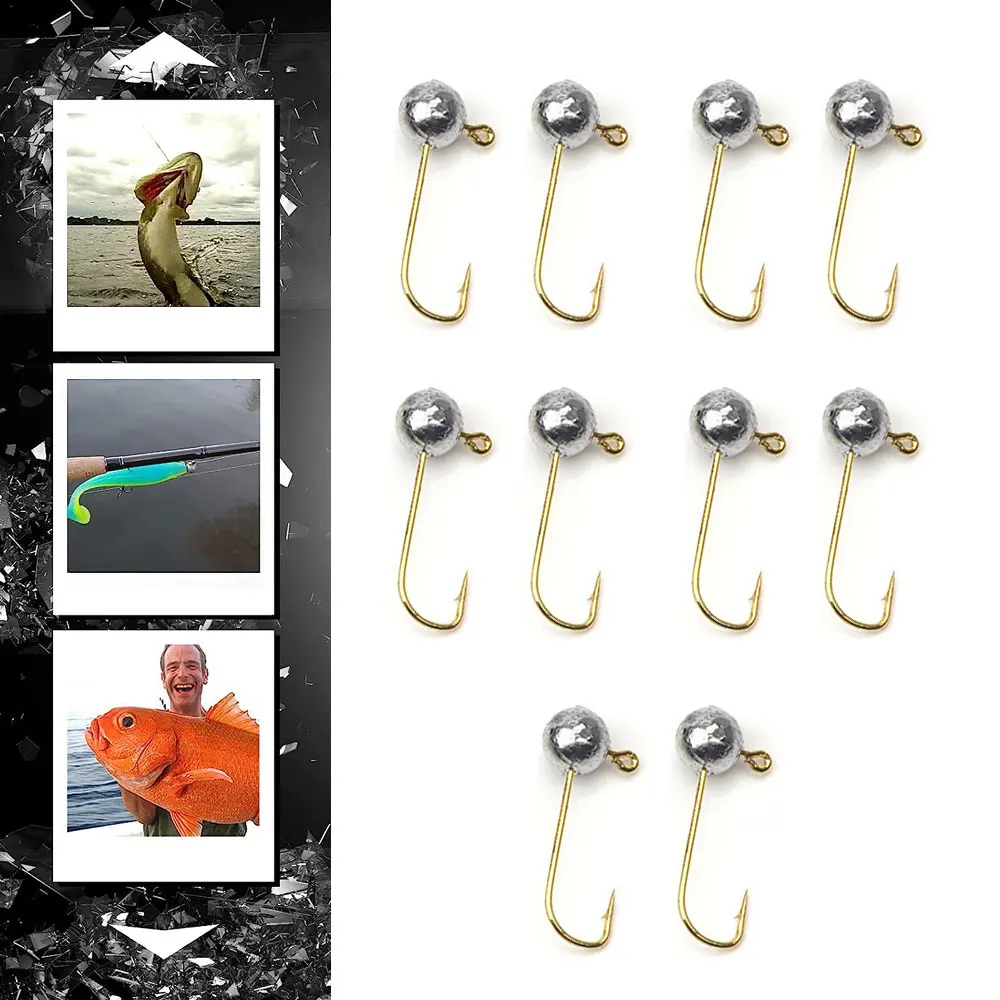 10PCS/Lot Mini Golden Color Head Barbed Hooks Lead Head Hook Lures Hook Jig Head Soft Lures Jig Fishing Hook Fishing Tackles
10PCS/Lot Mini Golden Color Head Barbed Hooks Lead Head Hook Lures Hook Jig Head Soft Lures Jig Fishing Hook Fishing Tackles