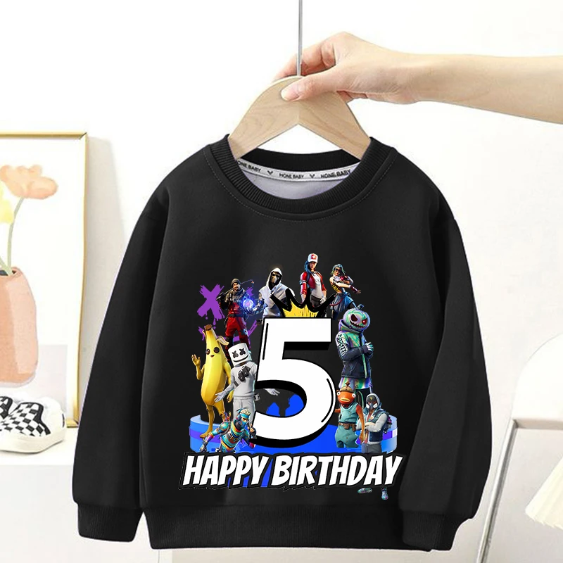 Толстовка для дня рождения FORTNITED для мальчиков, топы с мультяшным принтом на день рождения, повседневные спортивные кофты, детская праздничная одежда
Толстовка для дня рождения FORTNITED для мальчиков, топы с мультяшным принтом на день рождения, повседневные спортивные кофты, детская праздничная одежда