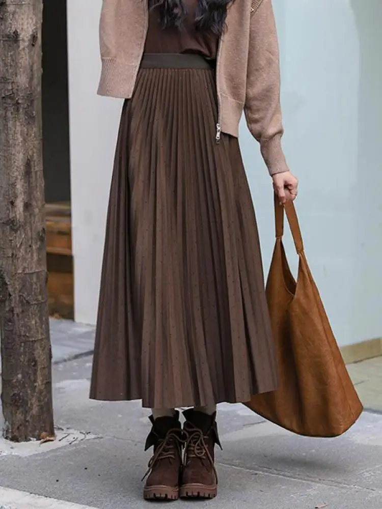 Autumn Winter French Vintage Solid Versatile A-line Long Skirts Women's 2024 Elegant High Waist Office Lady Pleated Skirt Simple
Autumn Winter French Vintage Solid Versatile A-line Long Skirts Women's 2024 Elegant High Waist Office Lady Pleated Skirt Simple