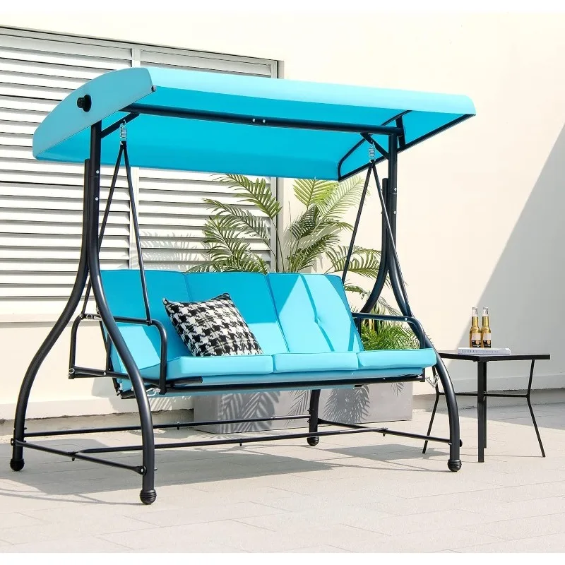 3 Person Porch Swing, 2-in-1 Convertible Patio Swing Bed with Removable Cushions, Solid Steel Structure, Outdoor Furniture
3 Person Porch Swing, 2-in-1 Convertible Patio Swing Bed with Removable Cushions, Solid Steel Structure, Outdoor Furniture
