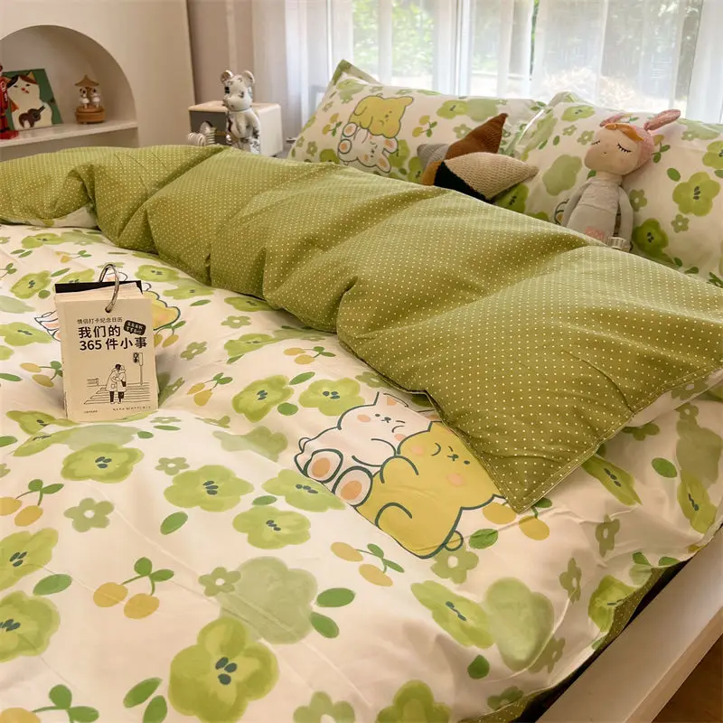 Ins Style Duvet Cover Flat Sheet Pillowcases Cute Cartoon Floral Bed Linen Twin Full Queen Size Kids Home Bedding Set
Ins Style Duvet Cover Flat Sheet Pillowcases Cute Cartoon Floral Bed Linen Twin Full Queen Size Kids Home Bedding Set