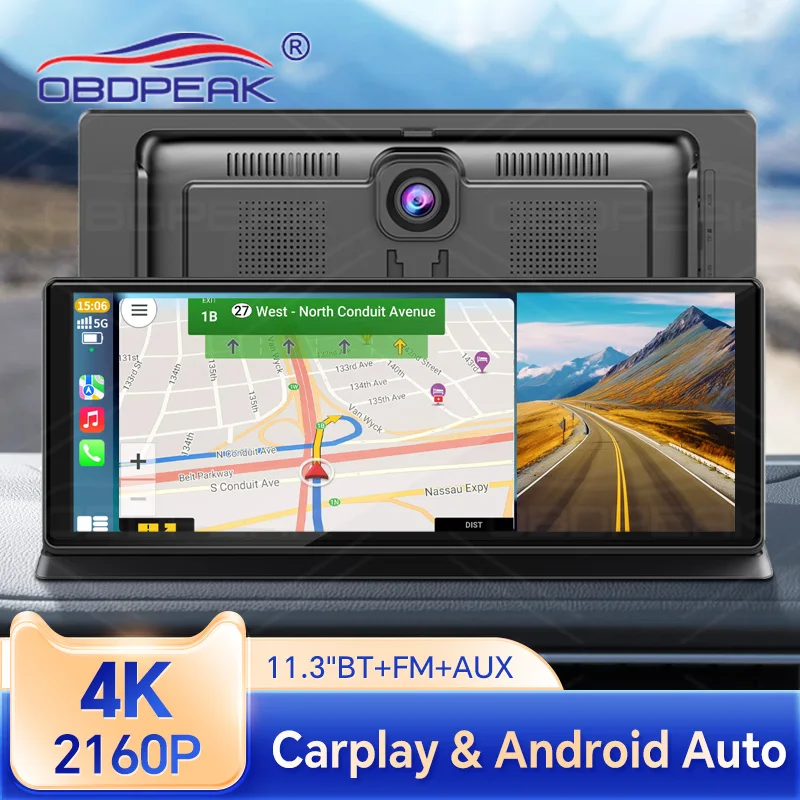 4K Dash Cam 11.3" Car DVR Dual Lens Wireless Carplay & Android Auto Video Recorder Monitor GPS Navigation 5G Wifi BT FM AUX
4K Dash Cam 11.3" Car DVR Dual Lens Wireless Carplay & Android Auto Video Recorder Monitor GPS Navigation 5G Wifi BT FM AUX