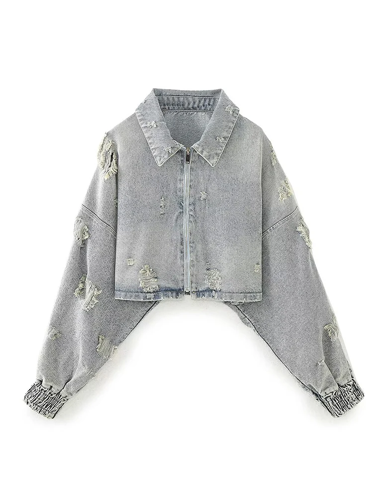 Willshela Women Fashion Denim Grey Front Zipper Jackets Vintage Lapel Neck Long Sleeves Female Chic Lady Outfits
Willshela Women Fashion Denim Grey Front Zipper Jackets Vintage Lapel Neck Long Sleeves Female Chic Lady Outfits
