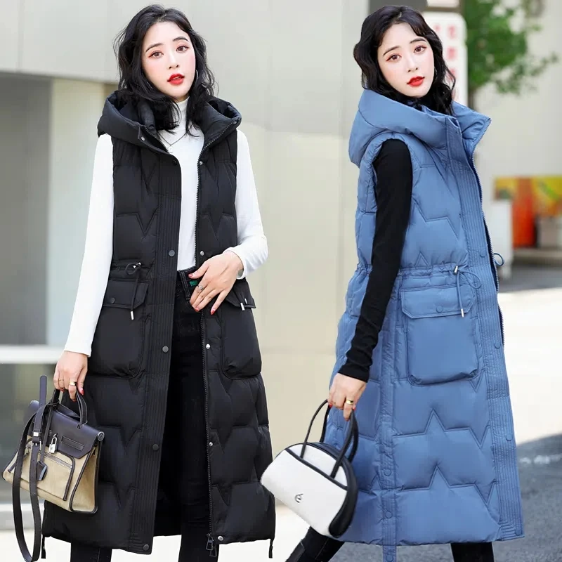 Winter Women LongWarm Vest Women's Fashion Solid Waistcoat Slim Sleeveless Jacket Coats Female Down Cotton Hooded Vests Snow 925
Winter Women LongWarm Vest Women's Fashion Solid Waistcoat Slim Sleeveless Jacket Coats Female Down Cotton Hooded Vests Snow 925