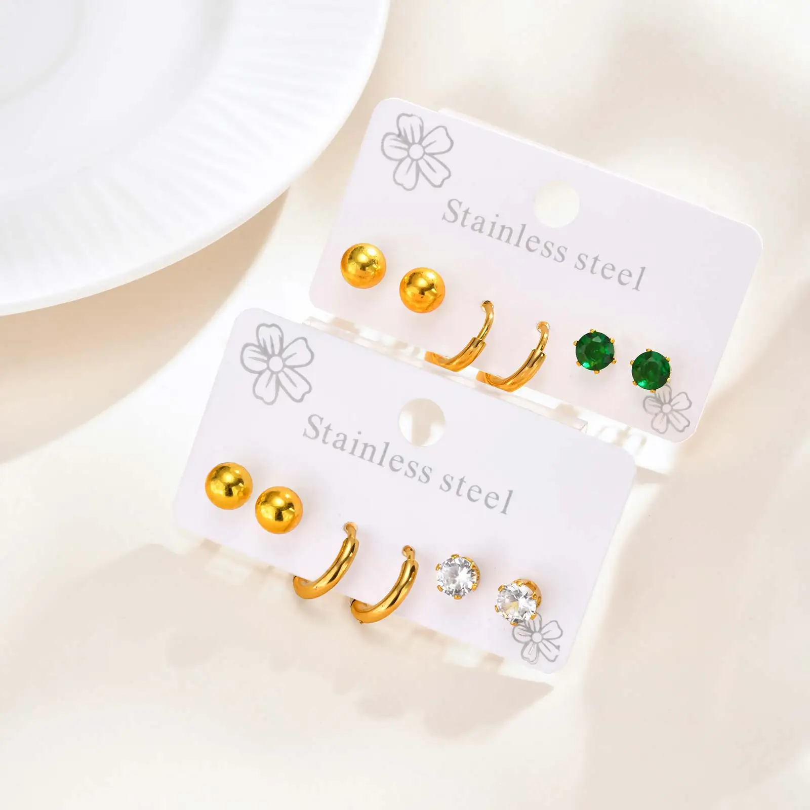 3pic Set Jewelry Gift for Women Girls,Stainless Steel Ball Green Zircon Stud Earrings,Fashion Waterproof Gold Plated Earrings
3pic Set Jewelry Gift for Women Girls,Stainless Steel Ball Green Zircon Stud Earrings,Fashion Waterproof Gold Plated Earrings