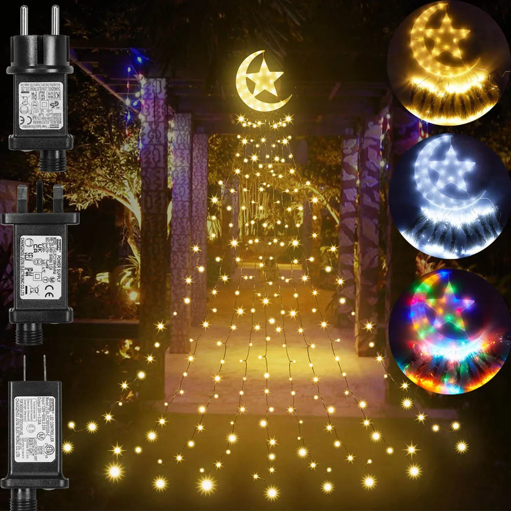 Christmas Decoration Lights 350 LED Waterfall Christmas Tree Lights Moon Star Topper 8 Modes Garden Outdoor String Lights Party
Christmas Decoration Lights 350 LED Waterfall Christmas Tree Lights Moon Star Topper 8 Modes Garden Outdoor String Lights Party
