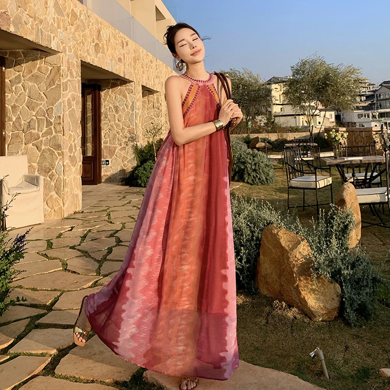 2026 Tie-Dye Embroidered Dress Women's Beach Vacation Ethnic Style Yunnan Travel Outfit Beadwork Maxi Dress for Holiday
2026 Tie-Dye Embroidered Dress Women's Beach Vacation Ethnic Style Yunnan Travel Outfit Beadwork Maxi Dress for Holiday