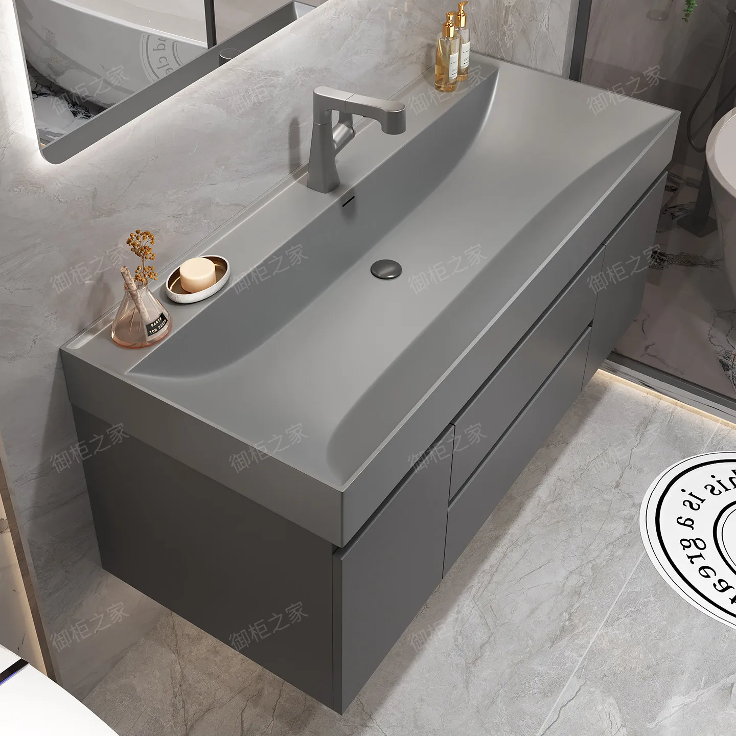 Light luxury gilt stone integrated basin bathroom washstand bathroom cabinet combination
Light luxury gilt stone integrated basin bathroom washstand bathroom cabinet combination