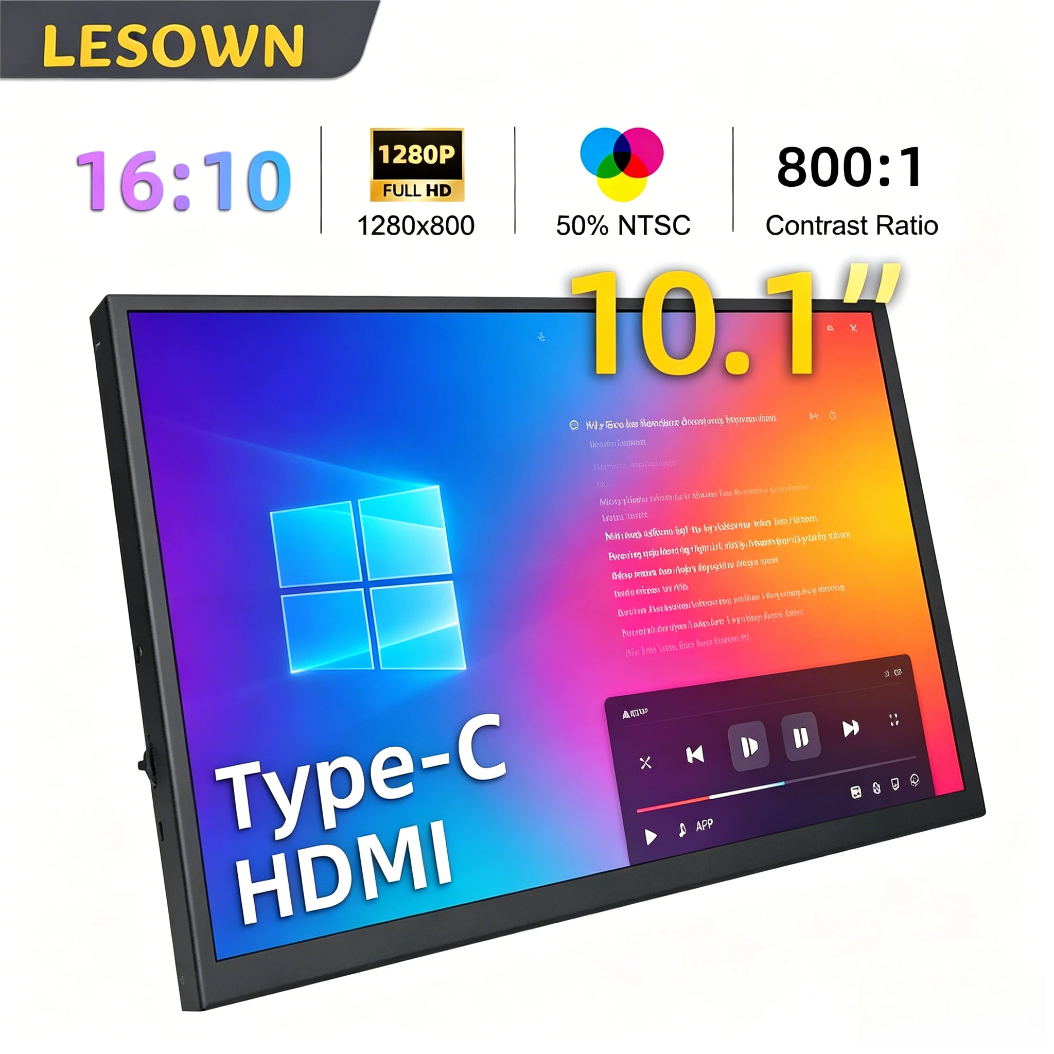 LESOWN High-Definition Desktop Sub-screen 10.1 Inch 1280x800 IPS Metal Housing Secondary Monitor for Windows Laptop PC
LESOWN High-Definition Desktop Sub-screen 10.1 Inch 1280x800 IPS Metal Housing Secondary Monitor for Windows Laptop PC