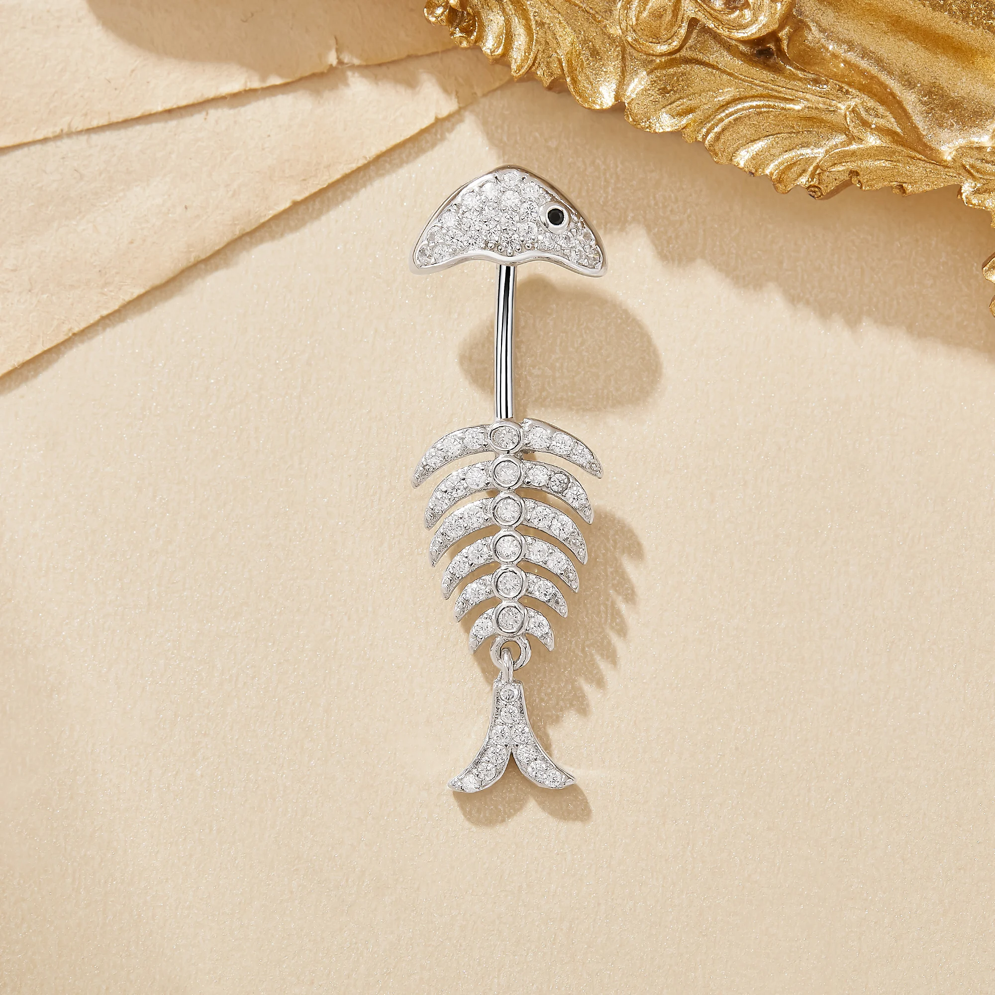 Fish Bone White CZ Stone Solid 925 Sterling Silver Belly Button Ring Belly Piercing Navel Bar Curved Barbell Navel Ring 6710029
Fish Bone White CZ Stone Solid 925 Sterling Silver Belly Button Ring Belly Piercing Navel Bar Curved Barbell Navel Ring 6710029