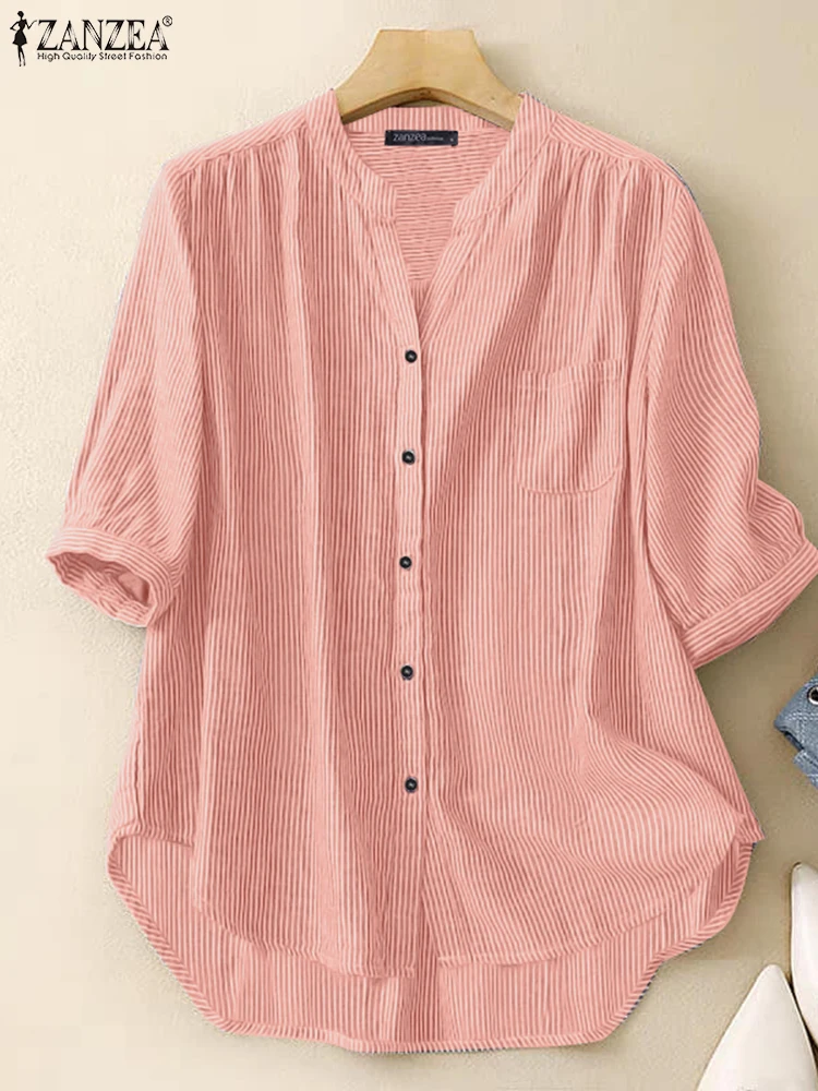2025 Summer Half Sleeve Shirts ZANZEA Women Striped Blouse Casual Buttons Tunic Tops Female Elegant Work OL Blusas Loose Chemis
2025 Summer Half Sleeve Shirts ZANZEA Women Striped Blouse Casual Buttons Tunic Tops Female Elegant Work OL Blusas Loose Chemis