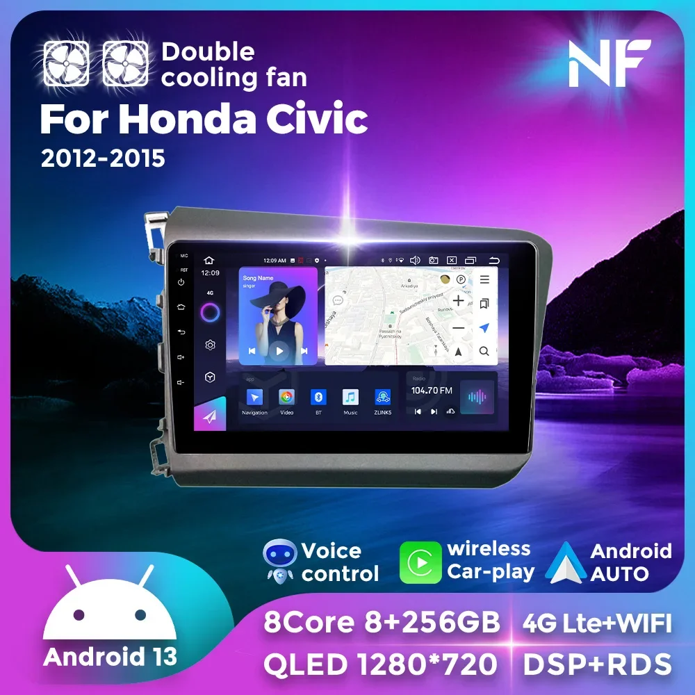 Android13 Car Radio for Honda Civic 9 FB FK FD 2011 - 2015 Wireless Carplay Android Auto Multimedia Video Monitor GPS Navigation
Android13 Car Radio for Honda Civic 9 FB FK FD 2011 - 2015 Wireless Carplay Android Auto Multimedia Video Monitor GPS Navigation