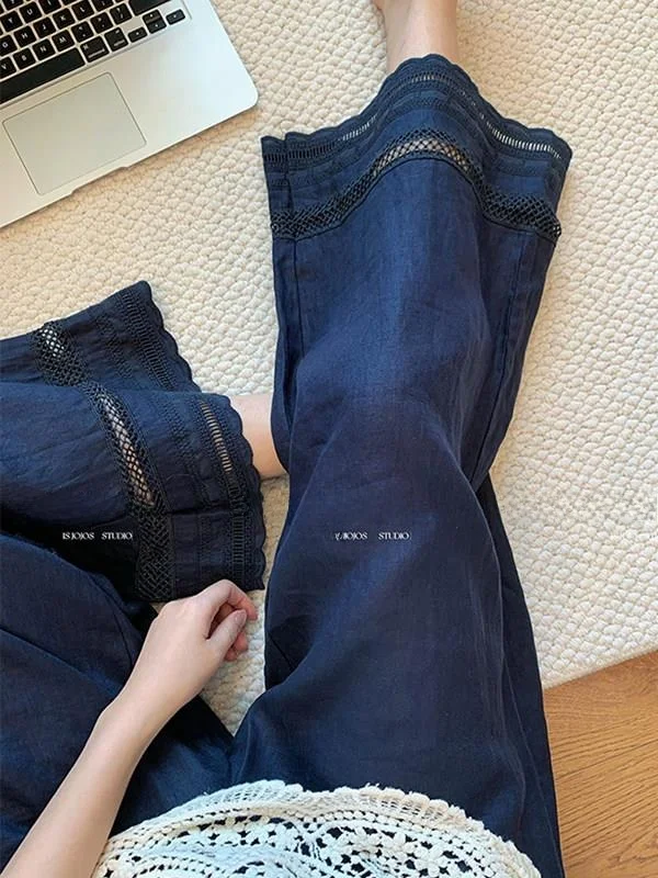 High Waist Embroidered Hollow out Wide Leg Casual Pants Women's Summer Slimming Linen Trousers Comfortable Breathable Casual ...
High Waist Embroidered Hollow out Wide Leg Casual Pants Women's Summer Slimming Linen Trousers Comfortable Breathable Casual ...
