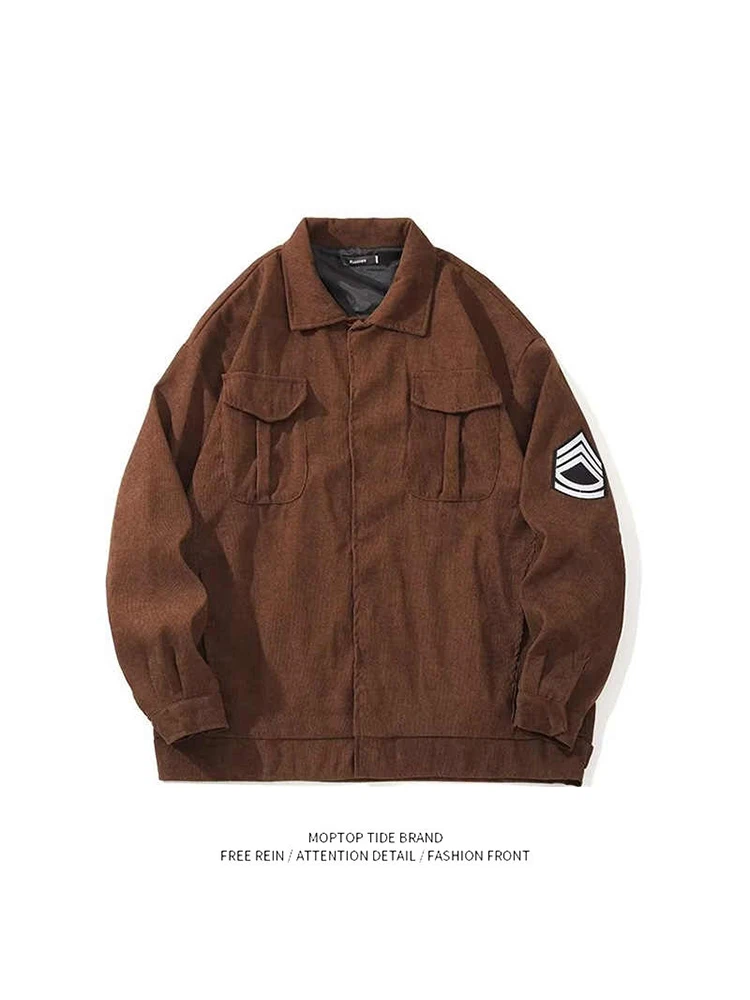 Mr. WH Retro Coffee Workwear Jaet Men's Loose Corduroy keted ort Sle Polyester Windproof Long Sve Zipper Closure
Mr. WH Retro Coffee Workwear Jaet Men's Loose Corduroy keted ort Sle Polyester Windproof Long Sve Zipper Closure