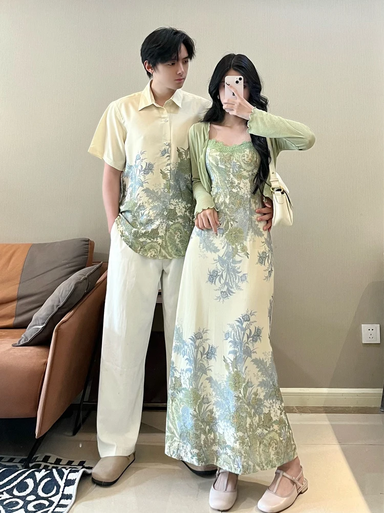 New Chinese Style Short Sleeve Shirt Couple's Summer Outfit One Skirt One Dress Elegance Floral Print Two-Piece Set Breathable
New Chinese Style Short Sleeve Shirt Couple's Summer Outfit One Skirt One Dress Elegance Floral Print Two-Piece Set Breathable