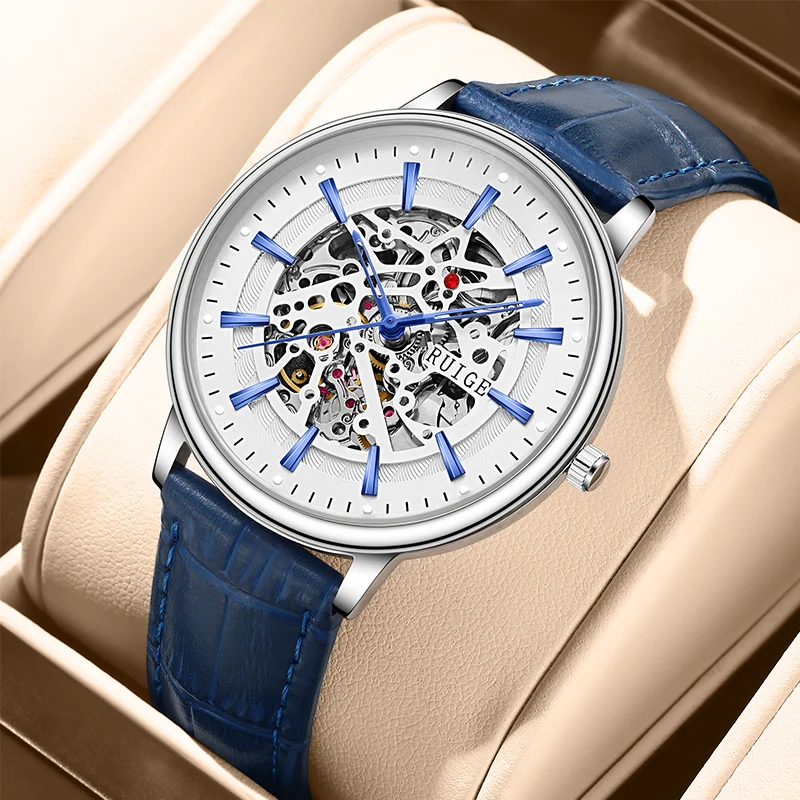 RUIGE hollowed out men's fully automatic mechanical watch, men's leather fashion trend waterproof watch
RUIGE hollowed out men's fully automatic mechanical watch, men's leather fashion trend waterproof watch