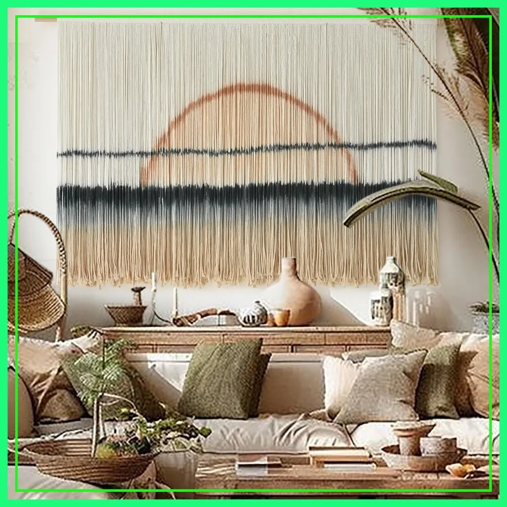 Large Sunset Dip Dye Macrame Wall Hanging, Boho Handmade Woven Cotton Tapestry, Neutral Minimalist Art for Living Room Bedroom, 57"x35"
Large Sunset Dip Dye Macrame Wall Hanging, Boho Handmade Woven Cotton Tapestry, Neutral Minimalist Art for Living Room Bedroom, 57"x35"