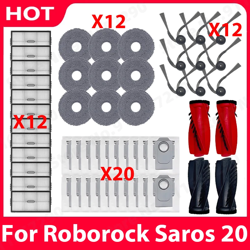 For Roborock Saros 20 Spare Parts Main Side Brush Mop Cloth Hepa Filter Dust Bag Robot Vacuum Cleaner Replacement Accessories
For Roborock Saros 20 Spare Parts Main Side Brush Mop Cloth Hepa Filter Dust Bag Robot Vacuum Cleaner Replacement Accessories