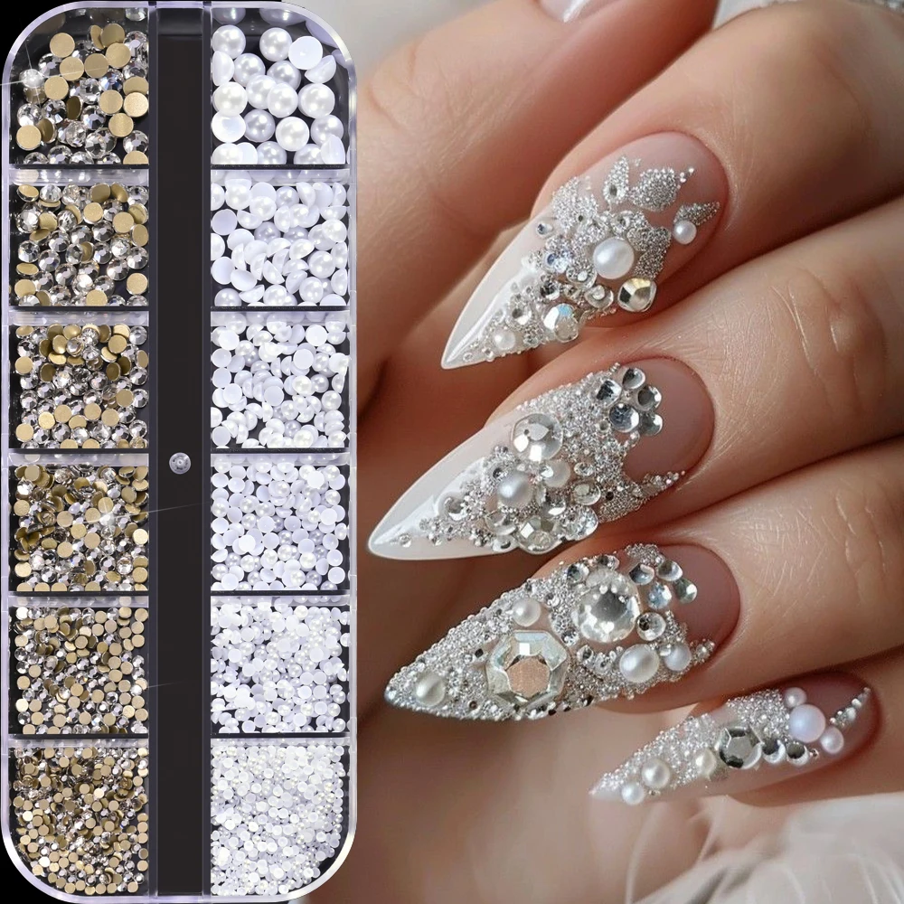 1Box Clear Glass Rhinestone + White Half Round Pearl Nail Charms 3D Mixed Crystal Gem Pearl Nail Jewelry Flatback Nail Art Parts
1Box Clear Glass Rhinestone + White Half Round Pearl Nail Charms 3D Mixed Crystal Gem Pearl Nail Jewelry Flatback Nail Art Parts