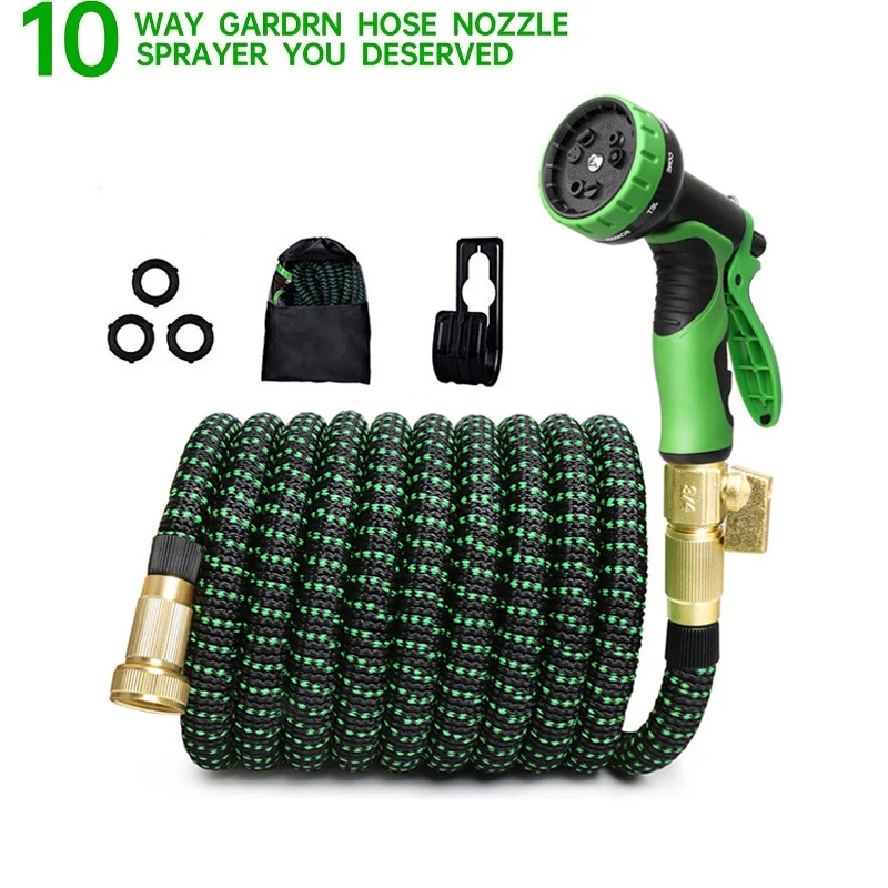 10-Way Adjustable Heavy Duty Expandable Garden Hose with Metal Connector, Spray Nozzle, Storage Bag and Hook
10-Way Adjustable Heavy Duty Expandable Garden Hose with Metal Connector, Spray Nozzle, Storage Bag and Hook