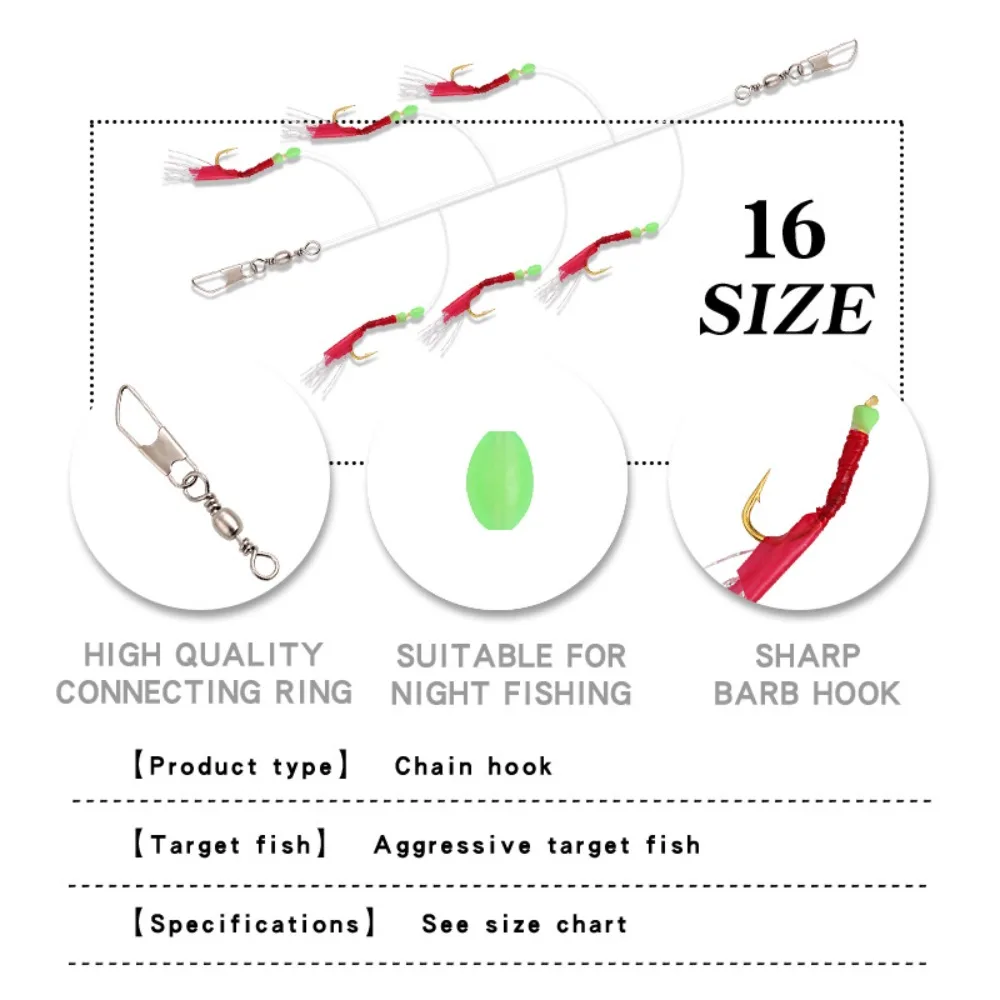 6pcs Luminous Bean Sabiki String Hook Rig Wobbler 10 Sizes Bionic String Hook Rubber Fishing Hooks for Sea/Freshwater Fishing
6pcs Luminous Bean Sabiki String Hook Rig Wobbler 10 Sizes Bionic String Hook Rubber Fishing Hooks for Sea/Freshwater Fishing