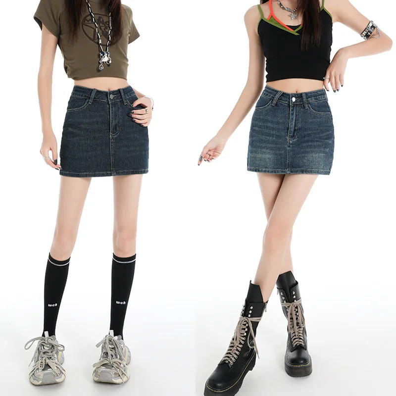 Women's Summer Stretch Denim Skirt Trousers Thin A-Line Skirt Retro Old Half-Body Skirt Ultra-Short Lined Anti-Glare Short Skirt
Women's Summer Stretch Denim Skirt Trousers Thin A-Line Skirt Retro Old Half-Body Skirt Ultra-Short Lined Anti-Glare Short Skirt