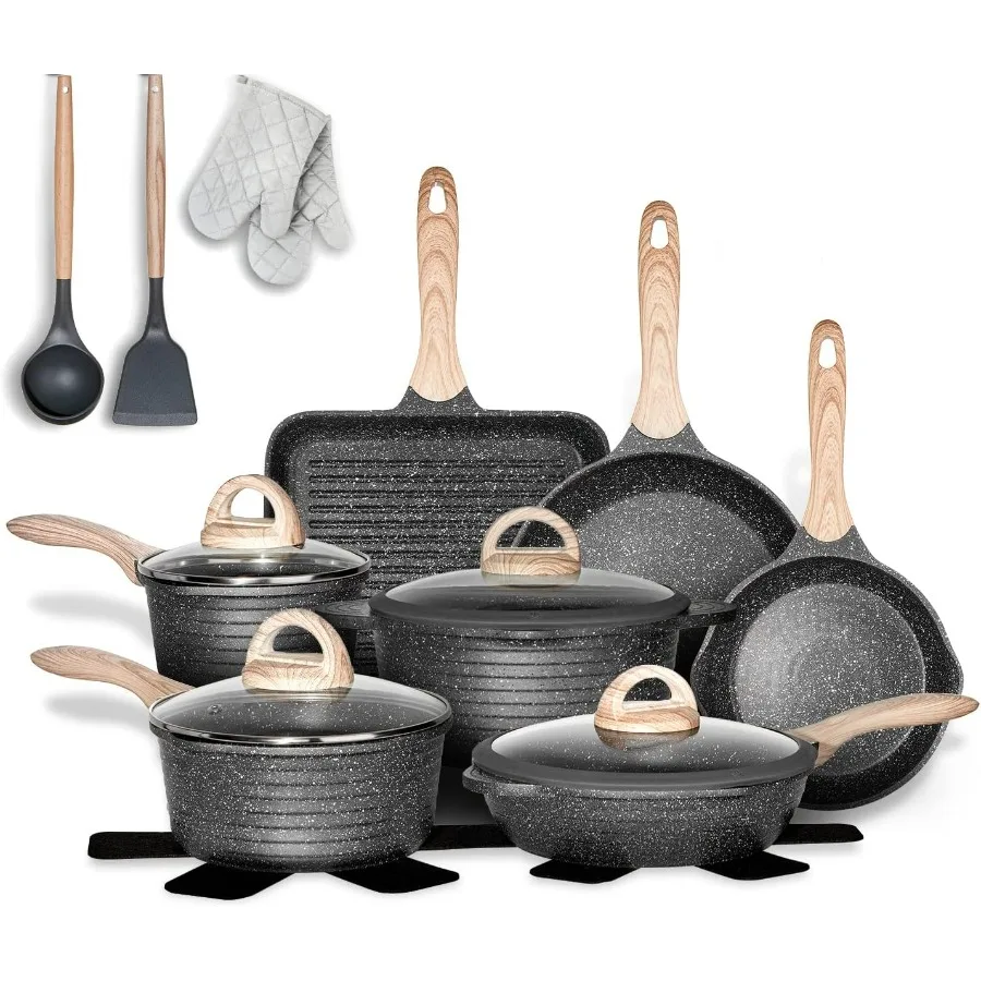 20PCS Nonstick Pots and Pans Set, Granite Coating Cookware Induction Compatible (Frying, Saucepan, Sauté, Grill) - PFOA Free, Gr
20PCS Nonstick Pots and Pans Set, Granite Coating Cookware Induction Compatible (Frying, Saucepan, Sauté, Grill) - PFOA Free, Gr
