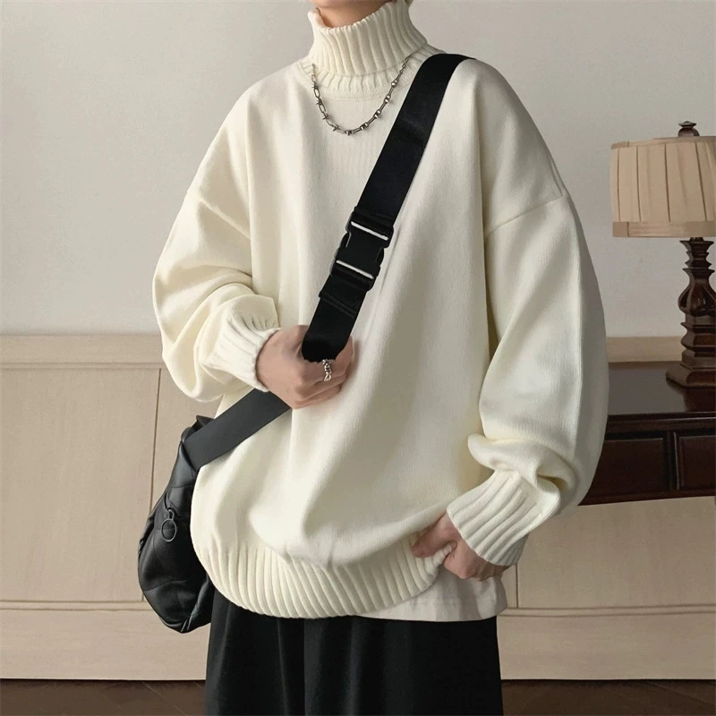 High neck men's sweater autumn and winter pullover base sweater, high-end loose knit sweater, outerwear with inner stitching
High neck men's sweater autumn and winter pullover base sweater, high-end loose knit sweater, outerwear with inner stitching