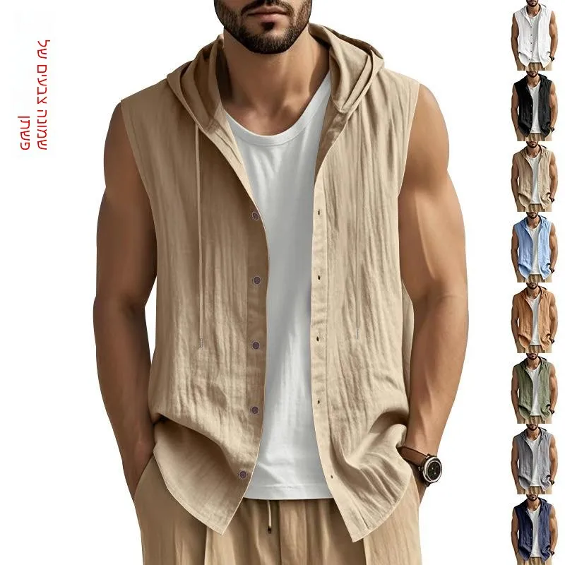 Linen Men's Hooded Shirt Vest Sveless Men's Clothing Youth Inner Wear Thin Open Cardigan Pure Color Other Material 100%
Linen Men's Hooded Shirt Vest Sveless Men's Clothing Youth Inner Wear Thin Open Cardigan Pure Color Other Material 100%