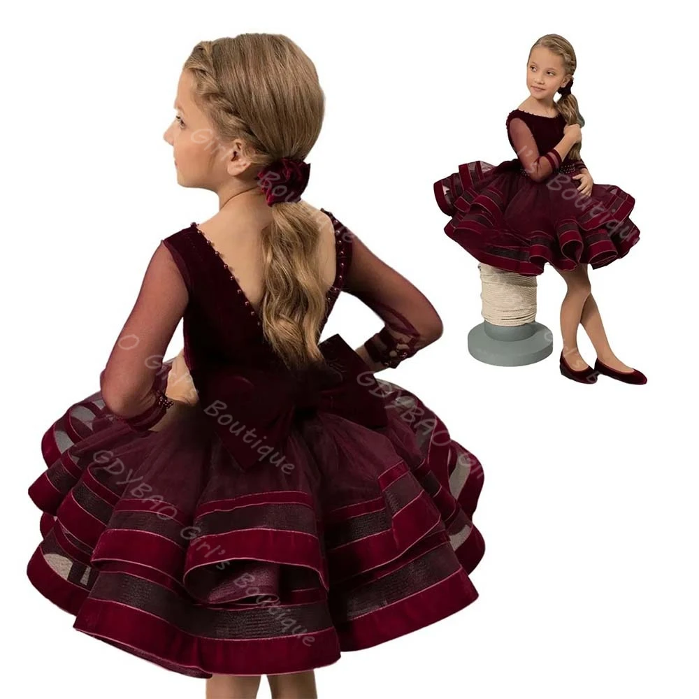 Customized Girls Party Gown Tiered Ruffles Pearl Neck Sheer Sleeve Flower Girl Dress for Wedding Kids Princess Pageant Dress
Customized Girls Party Gown Tiered Ruffles Pearl Neck Sheer Sleeve Flower Girl Dress for Wedding Kids Princess Pageant Dress
