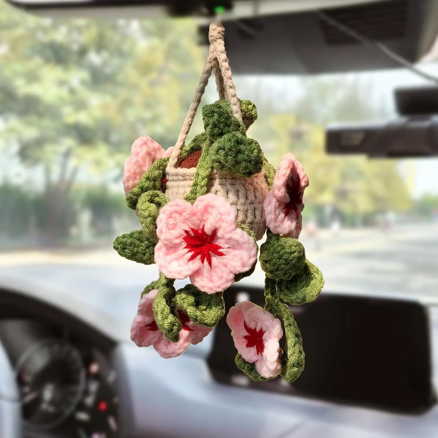Handmade Crochet Cherry Blossom Hanging Plant for Car Rearview Mirror, Cute Aesthetic Car Interior Decor Accessory Gift for
Handmade Crochet Cherry Blossom Hanging Plant for Car Rearview Mirror, Cute Aesthetic Car Interior Decor Accessory Gift for