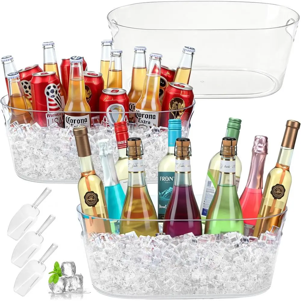 Set of 3 Large Ice Buckets for Parties, 15L Capacity, 4 Gallon Champagne Bucket with Scoops, Ideal for Beverage Tubs and Cocktai
Set of 3 Large Ice Buckets for Parties, 15L Capacity, 4 Gallon Champagne Bucket with Scoops, Ideal for Beverage Tubs and Cocktai