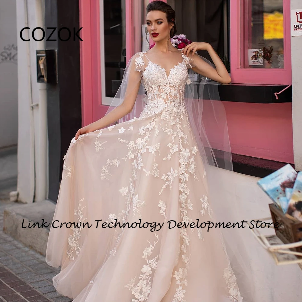 COZOK Charming Champagne Wedding Dresses with Lace Sleeveless 2024 Summer Sleeveless Bridal Gowns New Vestidos De Novia
COZOK Charming Champagne Wedding Dresses with Lace Sleeveless 2024 Summer Sleeveless Bridal Gowns New Vestidos De Novia