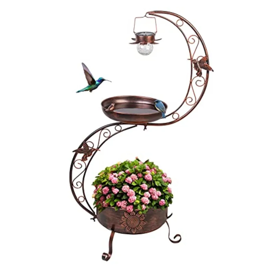 VEWOGARDEN S Bird Baths for Outdoors Metal Standing Bird Bath with Solar Lamp Vintage Garden Birdbaths with Flower Planter Pede
VEWOGARDEN S Bird Baths for Outdoors Metal Standing Bird Bath with Solar Lamp Vintage Garden Birdbaths with Flower Planter Pede