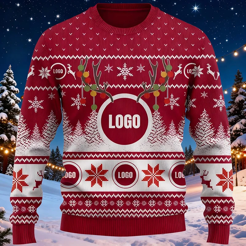 Custom Logo Christmas Ugly Sweater Holiday Suitable For Teams And Companies Fun Reindeer Pullover Personalized Christmas Gift
Custom Logo Christmas Ugly Sweater Holiday Suitable For Teams And Companies Fun Reindeer Pullover Personalized Christmas Gift