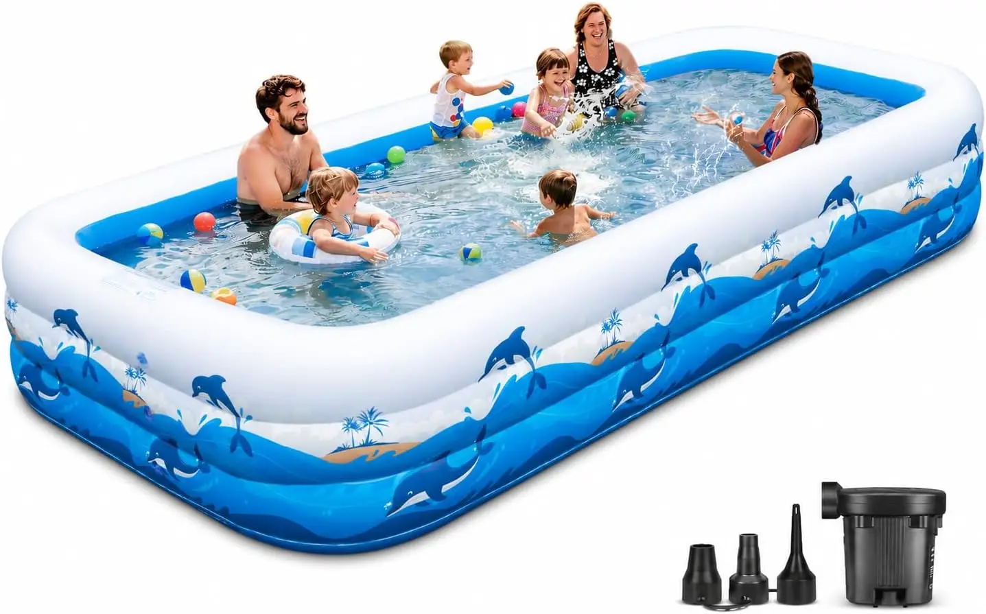 Extra Large Family Inflatable Pool, 130" x 72" x 22" Blow Up Pool for Kids & Adults, Thick PVC Kiddie Swimming Pool for Backyard Summer Fun
Extra Large Family Inflatable Pool, 130" x 72" x 22" Blow Up Pool for Kids & Adults, Thick PVC Kiddie Swimming Pool for Backyard Summer Fun