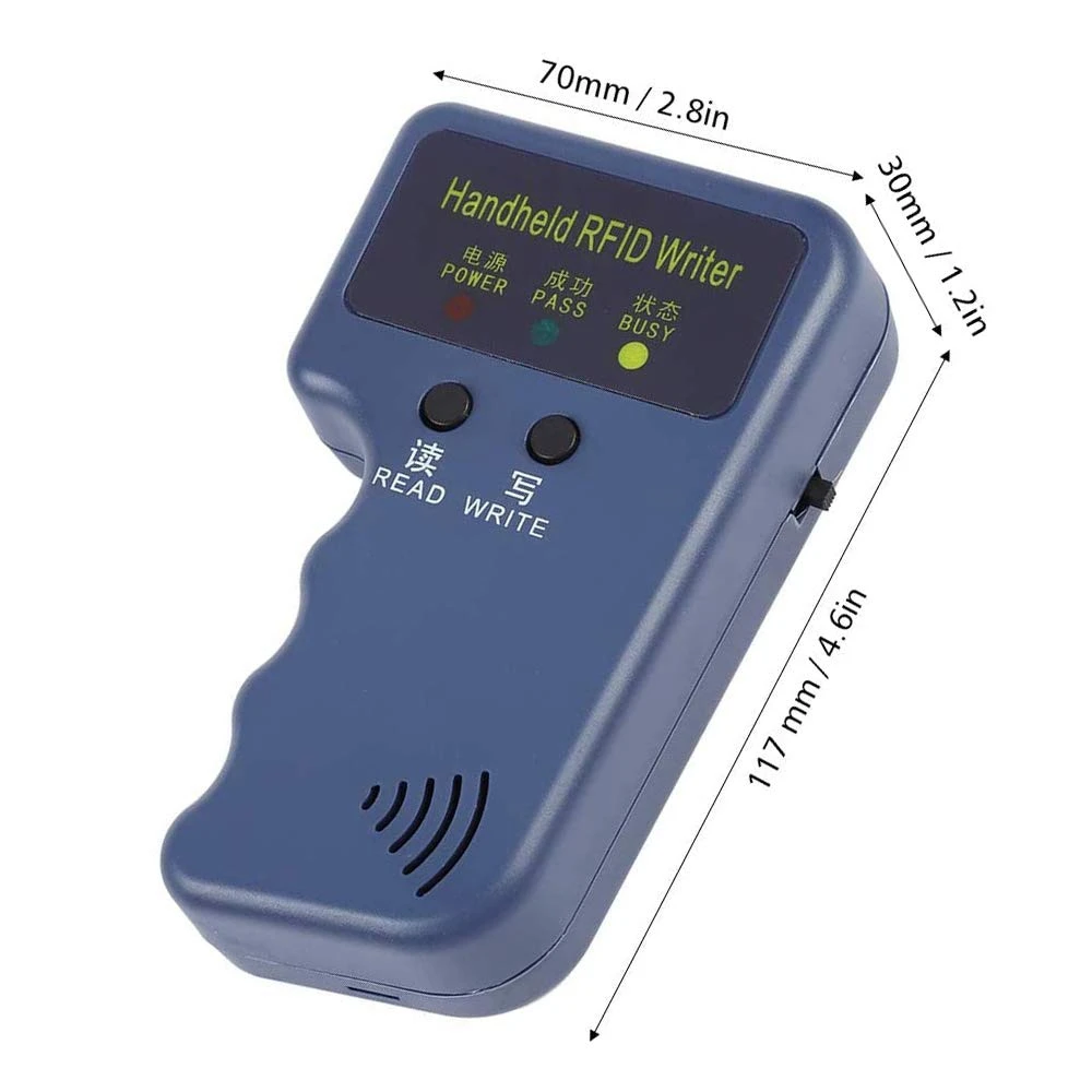 СчитывательРучной RFID-считыватель 125 кГц, писатель, Дубликатор, копир, обновленный программатор клонера идентификационных карт, с 10 перезаписываемыми картами
СчитывательРучной RFID-считыватель 125 кГц, писатель, Дубликатор, копир, обновленный программатор клонера идентификационных карт, с 10 перезаписываемыми картами