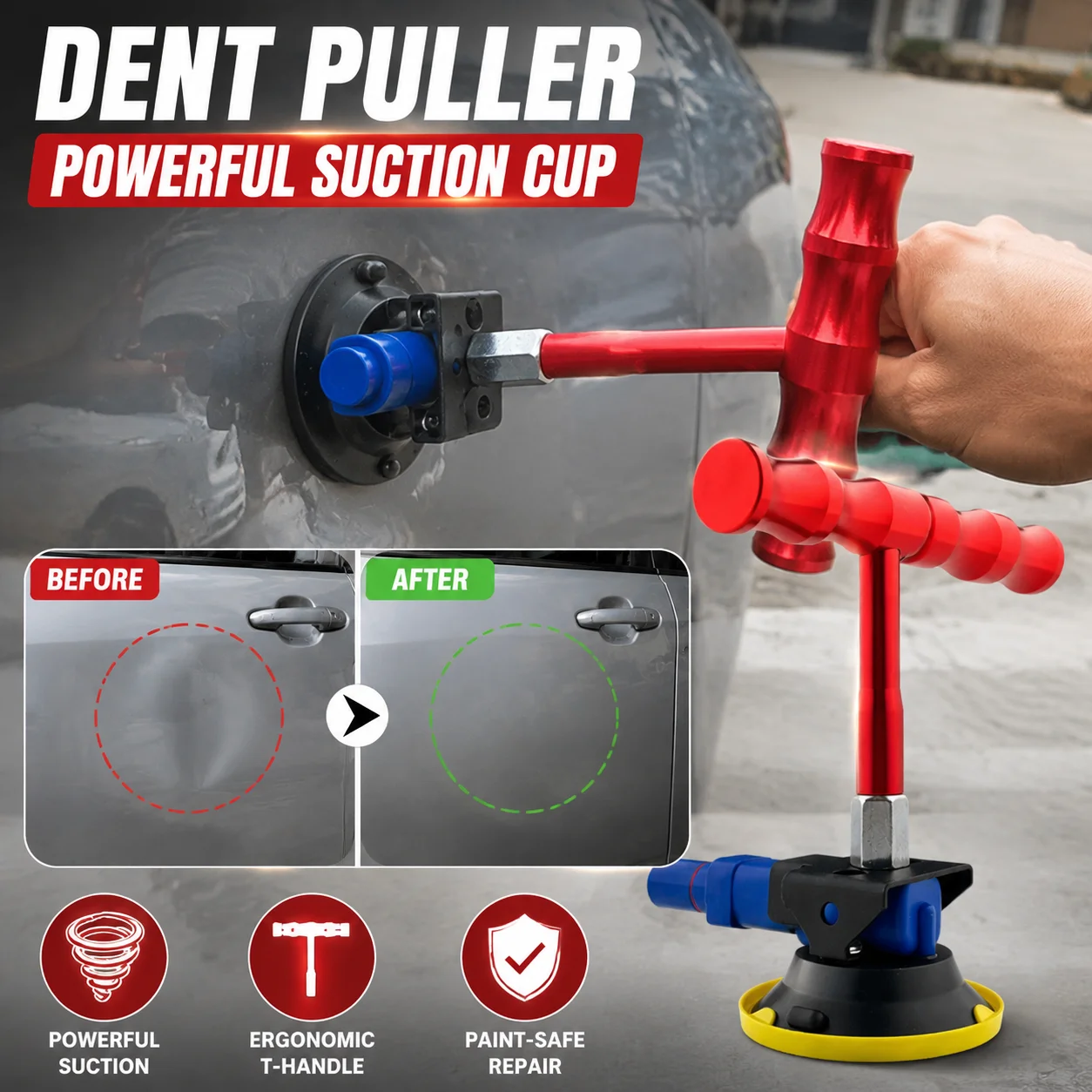 Car Dent Puller Hand Pump Powerful Suction Cup Paint Safe Dent Remover Ergonomic T Handle Design Vehicle Body Dent Repair Tool
Car Dent Puller Hand Pump Powerful Suction Cup Paint Safe Dent Remover Ergonomic T Handle Design Vehicle Body Dent Repair Tool
