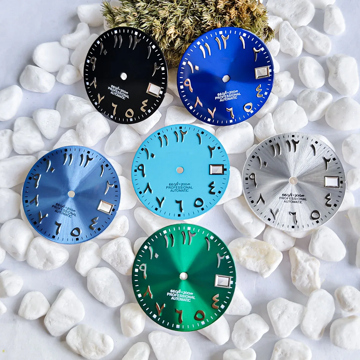 Arabic numeral dial 28.5 mm NH35/NH36 dial for NH35/NH36 movement color silver green watch accessories
Arabic numeral dial 28.5 mm NH35/NH36 dial for NH35/NH36 movement color silver green watch accessories