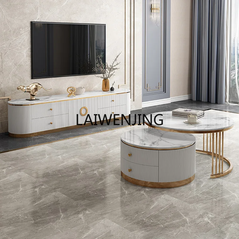 HLZ light luxury TV cabinet marble round coffee table style living room furniture small apartment
HLZ light luxury TV cabinet marble round coffee table style living room furniture small apartment