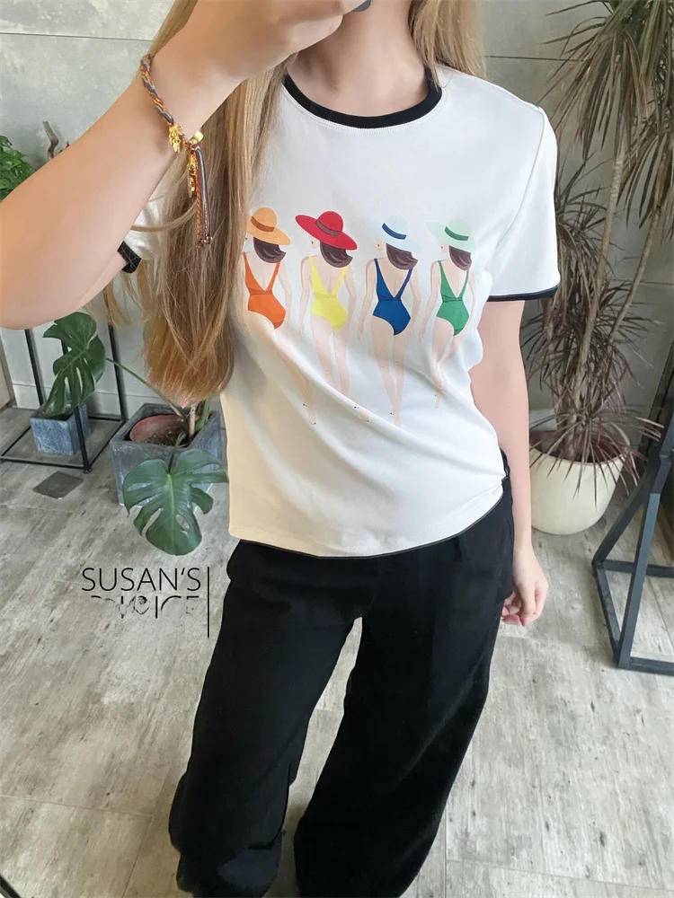 Женская футболка Susan Ao из чистого хлопка, белая, с коротким рукавом, модный красивый узор, весна-лето, новинка, круглый вырез, свободный крой
Женская футболка Susan Ao из чистого хлопка, белая, с коротким рукавом, модный красивый узор, весна-лето, новинка, круглый вырез, свободный крой