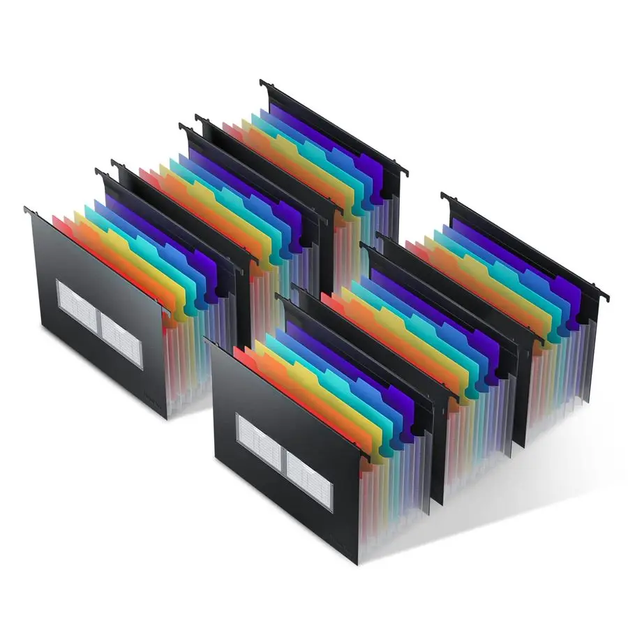 Plastic Expanding Hanging File Folders, 7 Innovative 1.2 Accordian Pockets, Large Capacity, MultiColor Tabs, Letter Size for Fil
Plastic Expanding Hanging File Folders, 7 Innovative 1.2 Accordian Pockets, Large Capacity, MultiColor Tabs, Letter Size for Fil
