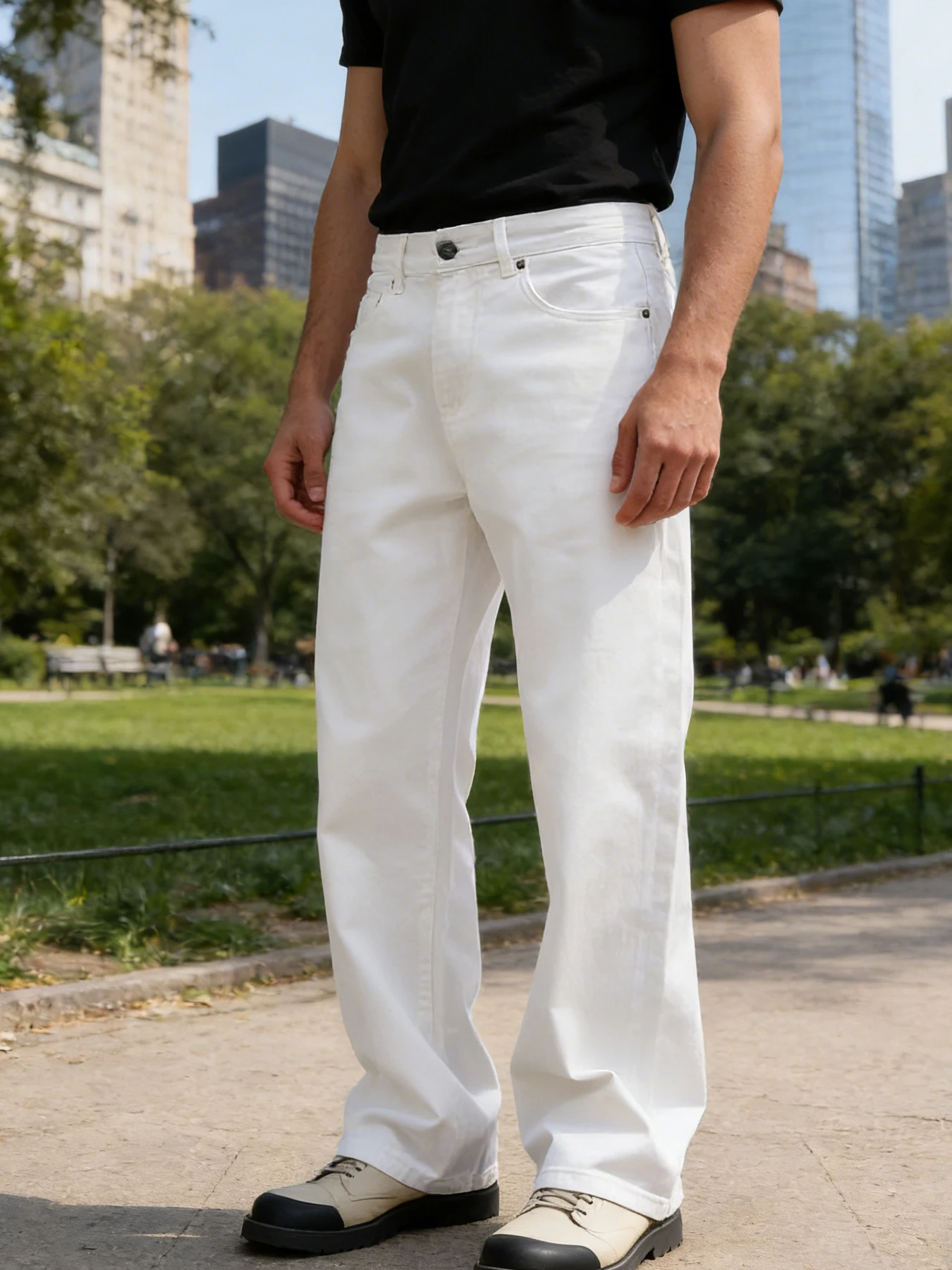 Light luxury commute white wide-leg jeans for men, loose, comfortable, breathable daily casual long pants
Light luxury commute white wide-leg jeans for men, loose, comfortable, breathable daily casual long pants