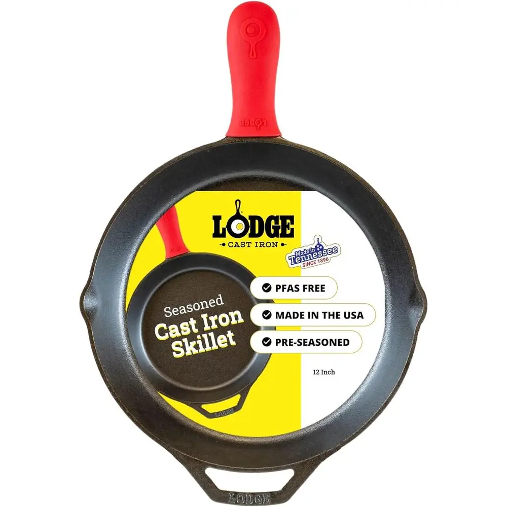 Seasoned Cast Iron Skillet - Quality rying Pan or the Stove, Oven, Grill & Campire - Includes Silicone Hot Handle Holder - Non-T
Seasoned Cast Iron Skillet - Quality rying Pan or the Stove, Oven, Grill & Campire - Includes Silicone Hot Handle Holder - Non-T