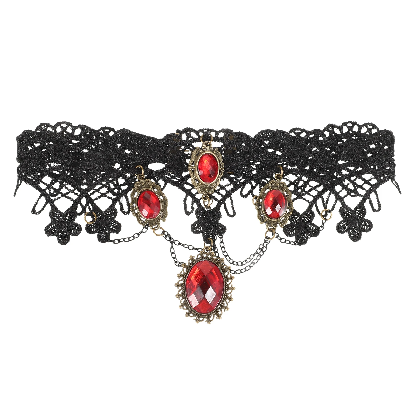 Goth Gemstone Necklace Rhinestone Pendant Western Jewelry for Women Halloween Cosplay Lace Statement Necklace
Goth Gemstone Necklace Rhinestone Pendant Western Jewelry for Women Halloween Cosplay Lace Statement Necklace