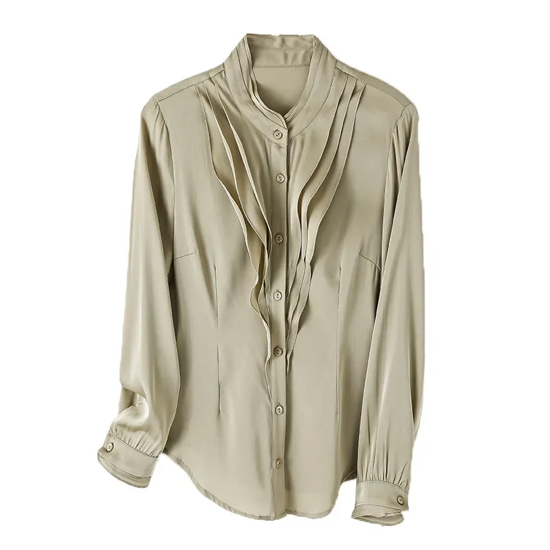 2022 Spring Autumn Women's Ruffles Real Silk Shirts and Blouses Long Sleeved Tops Elegant Office Lady Tops
2022 Spring Autumn Women's Ruffles Real Silk Shirts and Blouses Long Sleeved Tops Elegant Office Lady Tops