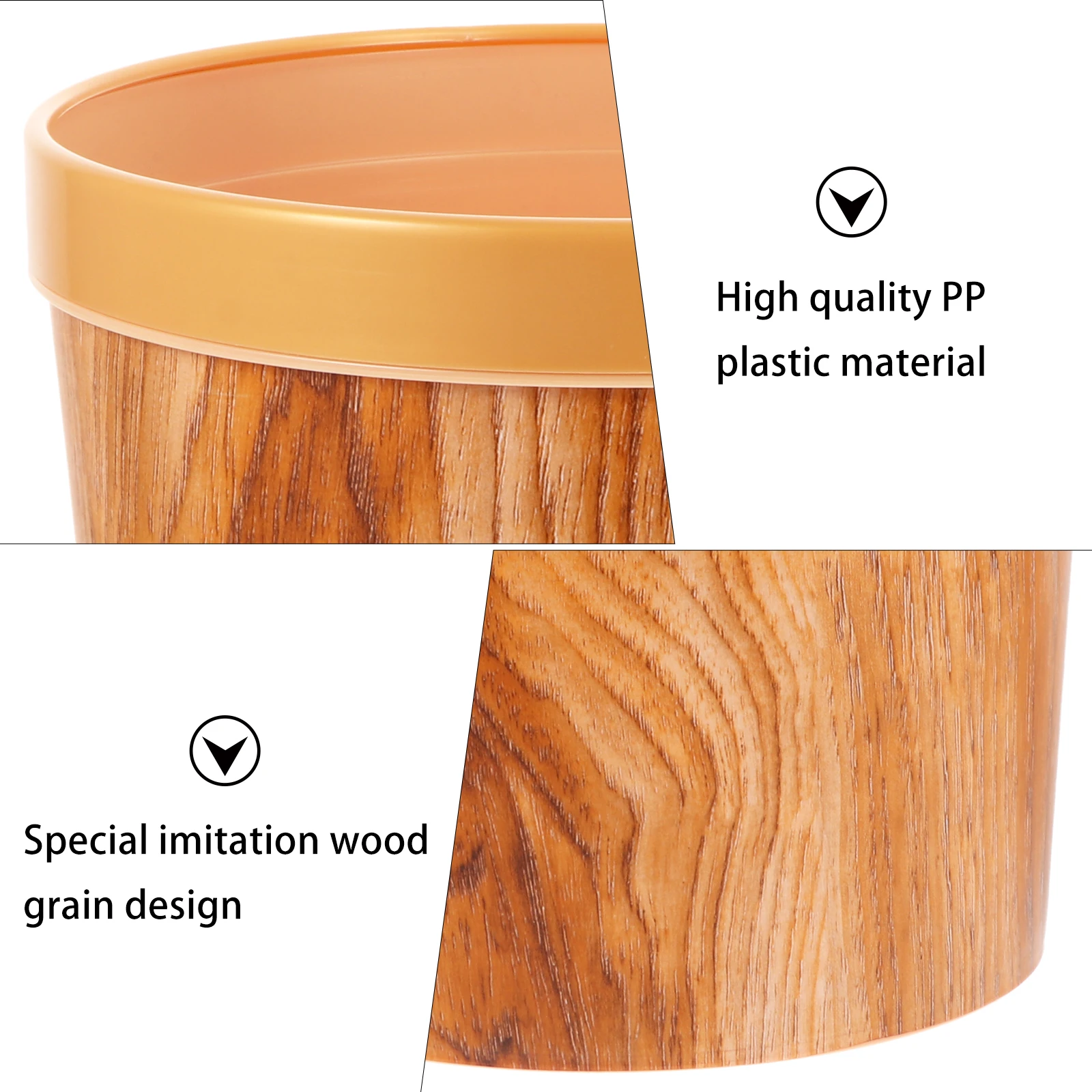 Plastic Trash Can Design Non-Slip Bottom Vintage Rubbish Bin For Home Office Kitchen Living Room Imitated Wooden Can
Plastic Trash Can Design Non-Slip Bottom Vintage Rubbish Bin For Home Office Kitchen Living Room Imitated Wooden Can