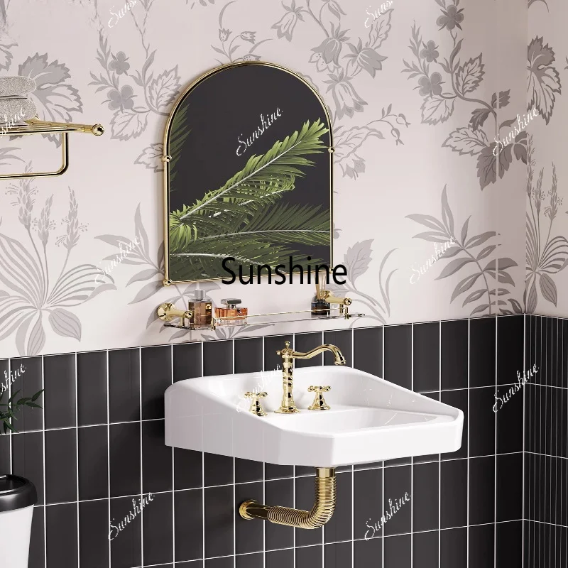 Household French retro integrated ceramic wash basin, simple bathroom
Household French retro integrated ceramic wash basin, simple bathroom